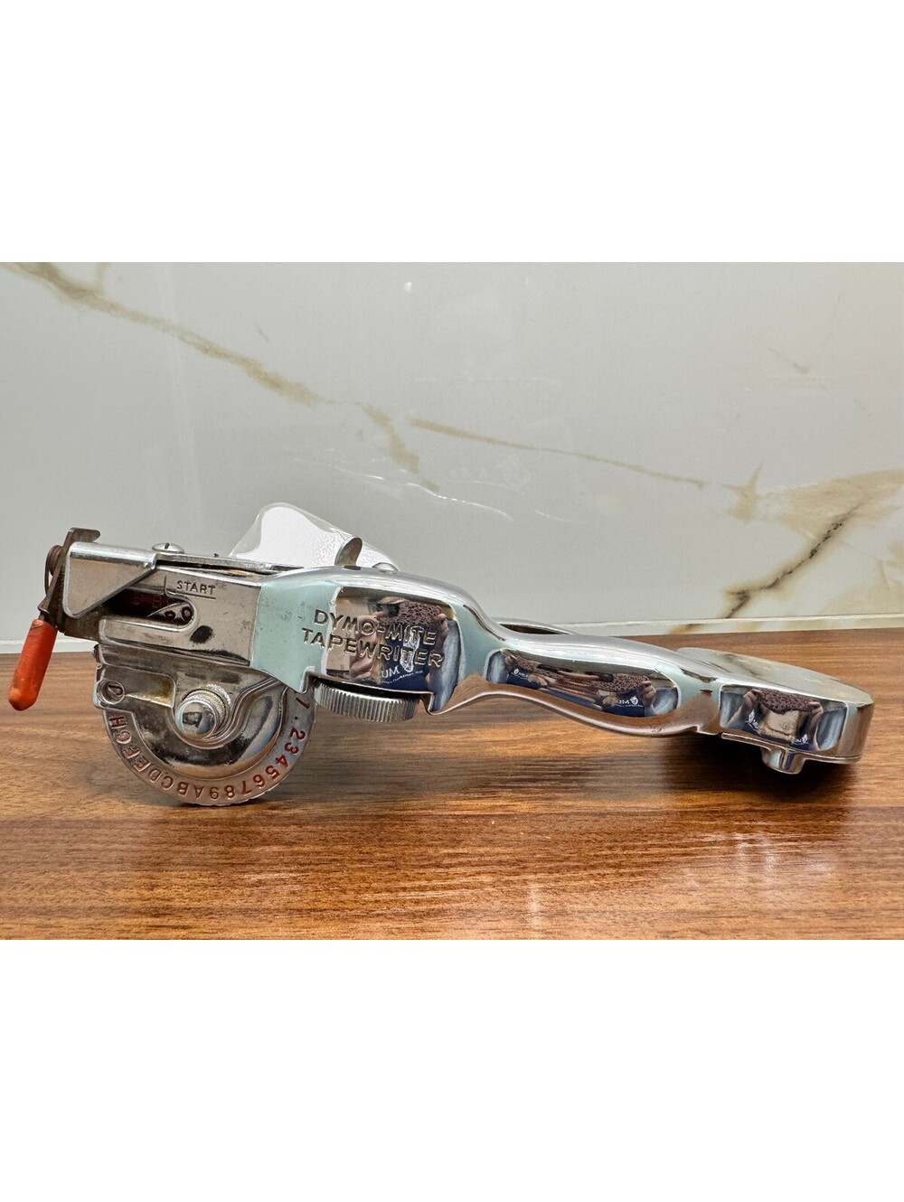 Vintage Chrome Dymo Mite Tapewriter Model M-22 Metal Label Maker Embosser